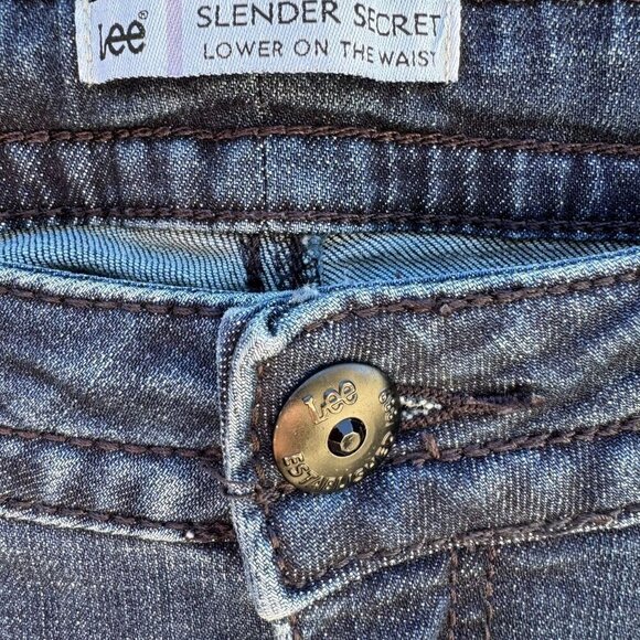 Lee Slender Secret Womens Low Waist Bootcut Black Velvet Pocket Medium Wash Jean - Picture 4 of 8